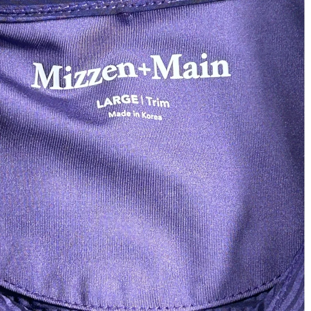 Mizzen+Main Polo Shirt Mens Lg Trim Fit Purple Stripe Performance Golf Stretch